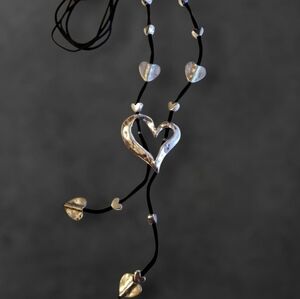 Silver Grunge Heart Pendant Necklace